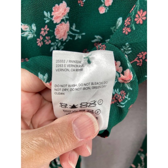Reformation Shirt Sz 12 Raye Emilia Green Floral Long Sleeve Open Back Crop - Picture 12 of 14